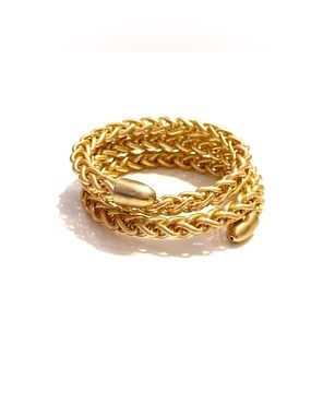 CHICO’s Matte Gold Braided Coil Bangle Bracelet | NWT